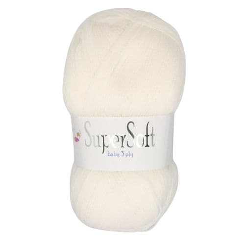 Jarol Baby Supersoft White 3Ply Knitting Yarn 100g Balls