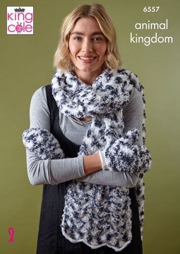 King Cole Accessories Knitting Pattern in Animal Kingdom Aran (6557)