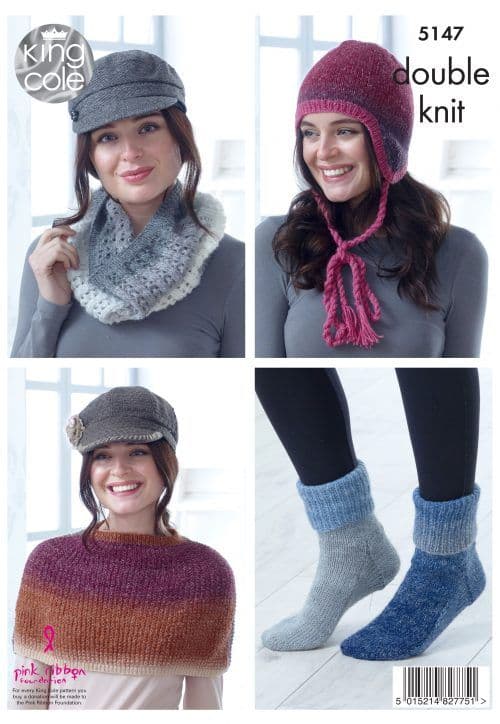 King Cole Accessories Knitting Pattern in Curiosity DK 5147