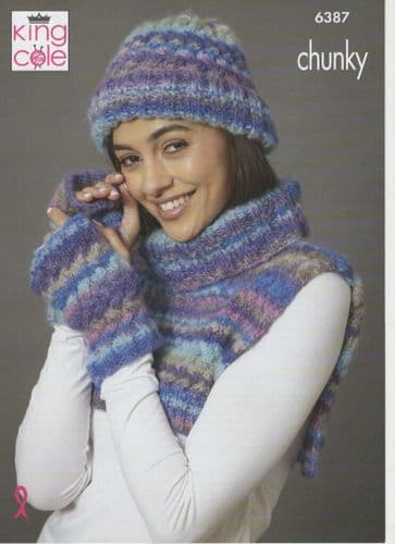 King Cole Accessories Knitting Pattern in Flair Chunky (6387)