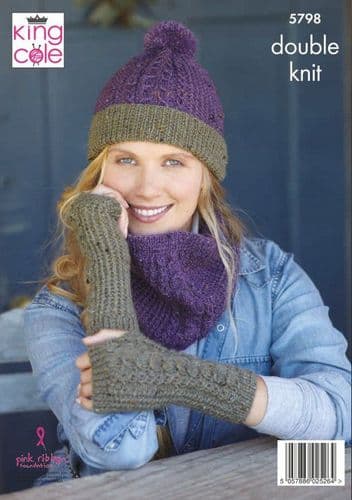 King Cole Accessories Knitting Pattern in Homespun DK (5798)