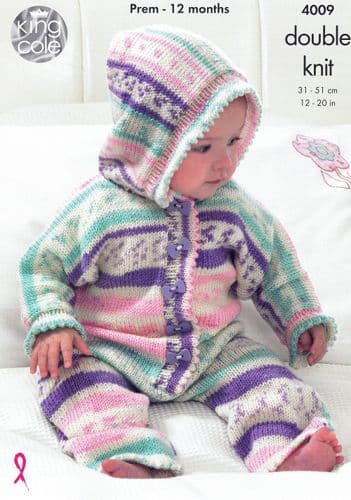 King Cole All-In-One, Jacket & Socks Knitting Pattern in Cherish DK (4009)