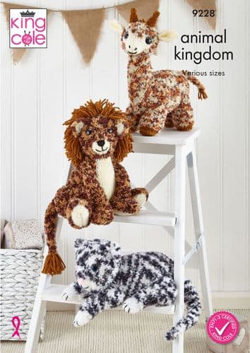 King Cole Animal Friends Knitting Pattern in Animal Kingdom Aran (9228)