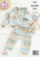 King Cole Babies Cardigan & Trousers Knitting Pattern in Fjord Baby Dk (6460)