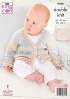 King Cole Babies Cardigans Knitting Pattern in Fjord Baby Dk (6466)
