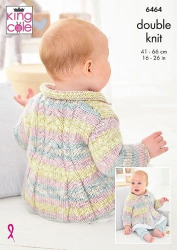 King Cole Babies Coats Knitting Pattern in Fjord Baby Dk (6464)