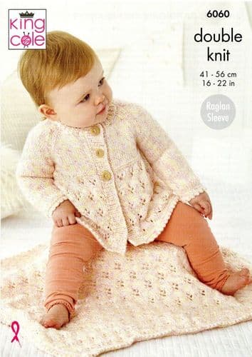 King Cole Babies Jacket, Cardigan & Blanket Knitting Pattern in Cloud Nine DK (6060)