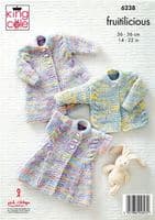 King Cole Babies Jacket, Cardigan & Waistcoat Knitting Pattern in Fruitilicious (6238)