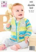 King Cole Babies Jackets Knitting Pattern in Fjord Baby Dk (6463)