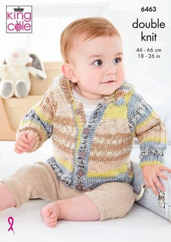 King Cole Babies Jackets Knitting Pattern in Fjord Baby Dk (6463)