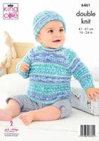 King Cole Babies Sweater, Cardigan & Hat Knitting Pattern in Fjord Baby Dk (6461)