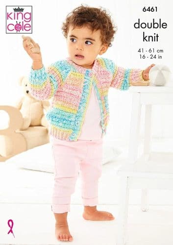 King Cole Babies Sweater, Cardigan & Hat Knitting Pattern in Fjord Baby Dk (6461)