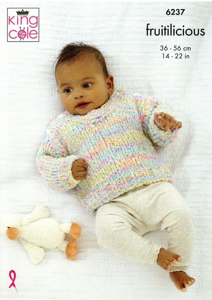 King Cole Babies Sweater Slipover Cardigan Knitting Pattern in