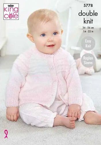 King Cole Baby Cardigan & Sweater Knitting Pattern in Baby Pure Dk (5778)