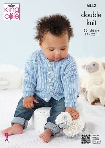 King Cole Baby Cardigans Knitting Pattern in Little Lamb Dk (6542)
