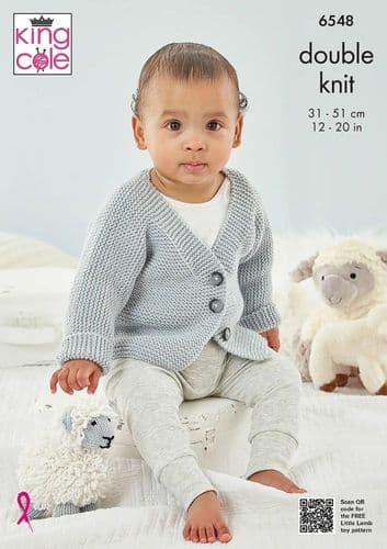 King Cole Baby Cardigans Knitting Pattern in Little Lamb Dk (6548)