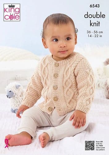 King Cole Baby Cardigans & Sweaters Knitting Pattern in Little Lamb Dk (6543)