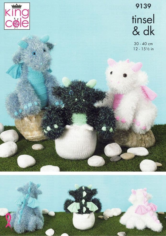 King Cole Baby Dragons Knitting Pattern in Tinsel Chunky 9139