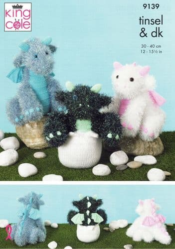 King Cole Baby Dragons Knitting Pattern in Tinsel Chunky (9139)
