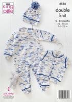 King Cole Baby Set Knitting Pattern in Dot Dot Dash Dk (6536)