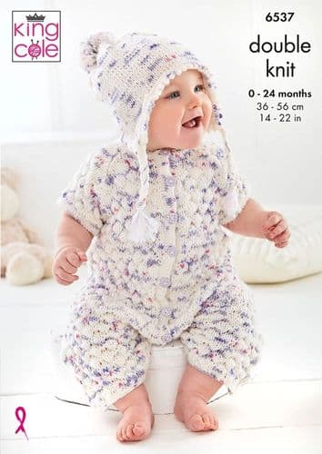 King Cole Baby Set Knitting Pattern in Dot Dot Dash Dk (6537)