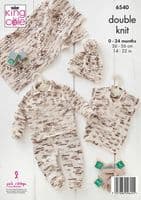 King Cole Baby Set Knitting Pattern in Dot Dot Dash Dk (6540)