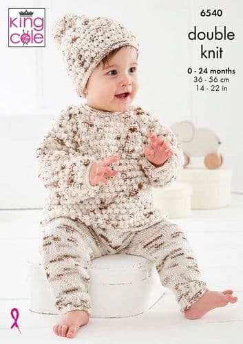 King Cole Baby Set Knitting Pattern in Dot Dot Dash Dk (6540)