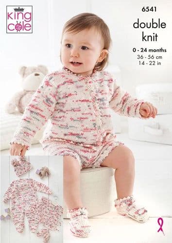 King Cole Baby Set Knitting Pattern in Dot Dot Dash Dk (6541)