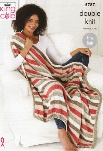 King Cole Bed Runners & Blankets Knitting Pattern in DK (5787)