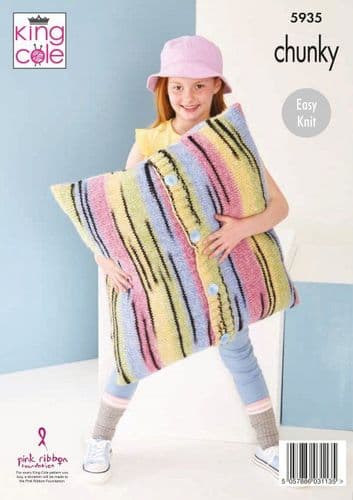King Cole Blanket & Cushions Knitting Pattern in Safari Chunky (5935)