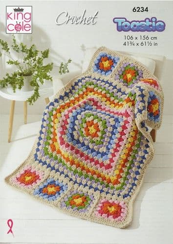 King Cole Blankets Crochet Pattern in Toastie Super Chunky (6234)