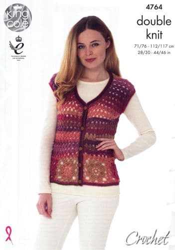 King Cole Cardigan & Accessories Crochet Pattern in Riot DK (4764)