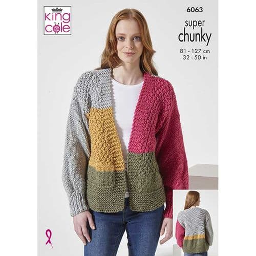 King Cole Cardigan and Sweater Knitting Pattern in Celestial Super Chunky (6063)