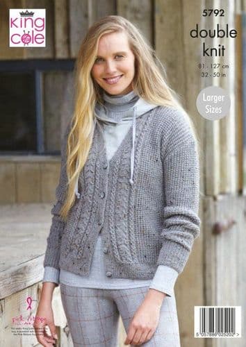 King Cole Cardigan & Waistcoat Knitting Pattern in Homespun DK (5792)