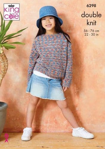 King Cole Child's Sweaters Knitting Pattern in Cottonsoft Crystal Dk (6298)