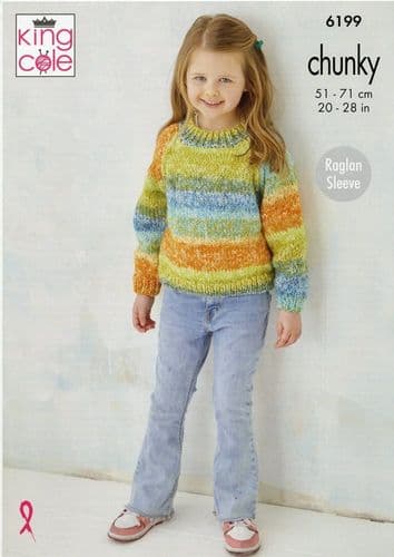 King Cole Childrens Cardigan & Sweater Knitting Pattern in Hedgerow Chunky (6199)