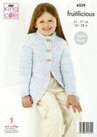 King Cole Childrens Jacket & Sweater Knitting Pattern in Fruitilicious (6239)