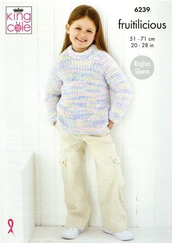 King Cole Childrens Jacket & Sweater Knitting Pattern in Fruitilicious (6239)