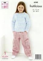 King Cole Childrens Poncho & Sweater Knitting Pattern in Fruitilicious (6240)