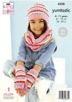 King Cole Childs Sweater & Accessories Knitting Pattern in Yumtastic Chunky (6250)