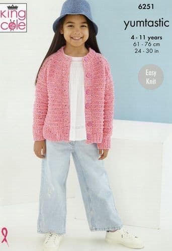King Cole Childs Sweater & Cardigan Knitting Pattern in Yumtastic Chunky (6251)
