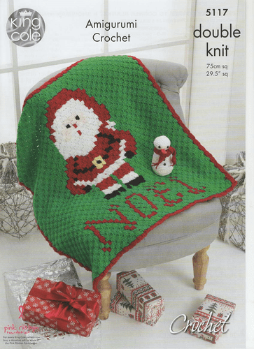 King Cole Christmas Crochet Blanket Amigurumi Snowman (5117)