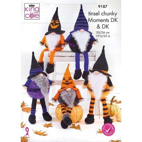 King Cole Christmas Gonks Knitting Pattern in Tinsel Chunky and DK (9187)