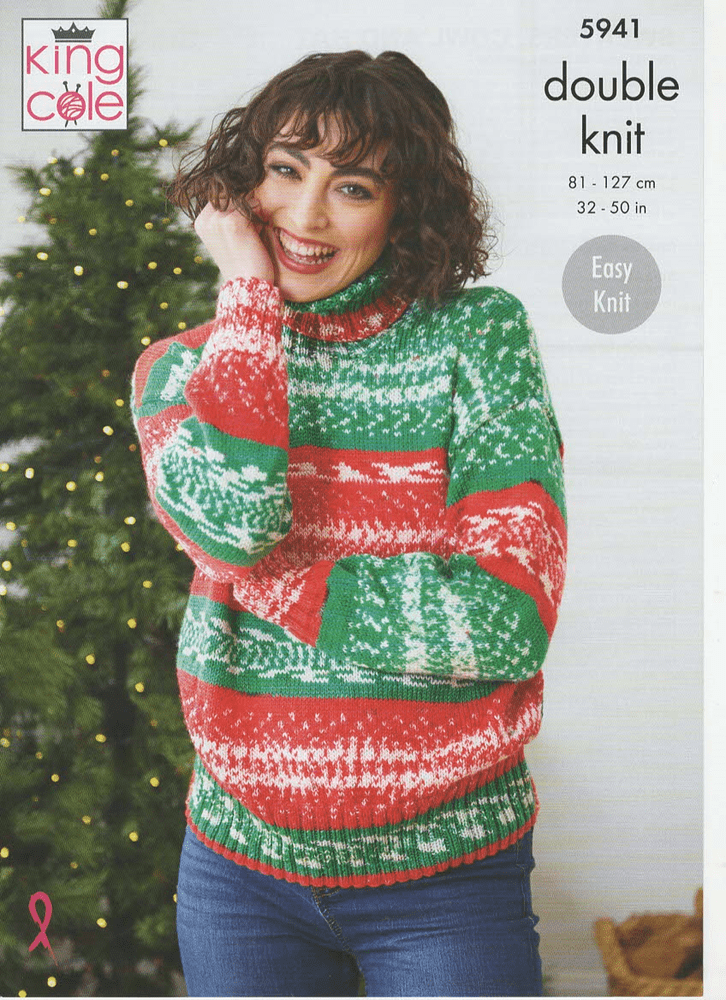 King Cole Christmas Sweaters Cowl and Hat in DK 5941