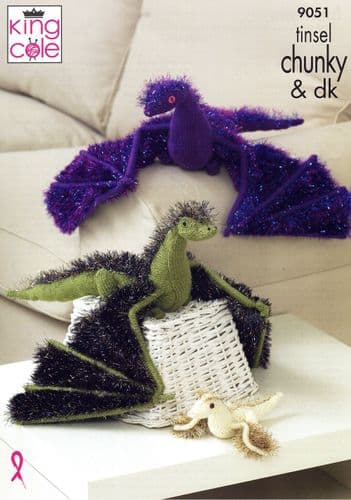 King Cole Dragons Knitting Pattern in Tinsel Chunky (9051)