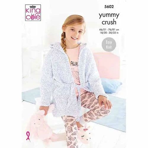 King Cole Dressing Gowns Knitting Pattern in Yummy Crush Super Chunky (5602)