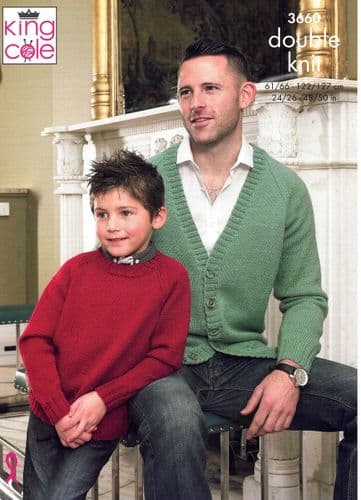 King Cole Family Cardigan & Sweater Knitting Pattern in King Cole DK (3660)