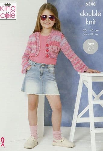 King Cole Girls Cardigan & Top Knitting Pattern in Jamboree DK (6348)