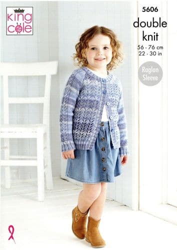 King Cole Girls Sweater & Cardigan Knitting Pattern in Island Beaches (5606)