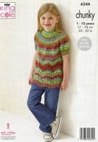 King Cole Girls Sweaters Knitting Pattern in Cottagespun Chunky (6244)